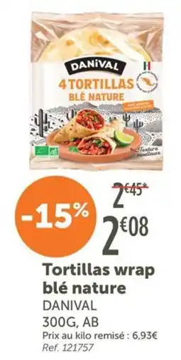 L'Eau Vive DANIVAL Tortillas wrap blé nature offre