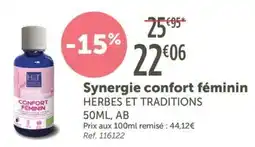 L'Eau Vive HERBES ET TRADITIONS Synergie confort féminin offre