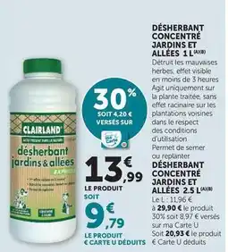 Hyper U U - désherbant concentré jardins et allées 1 l offre