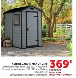Hyper U Abri de jardin manor gris offre