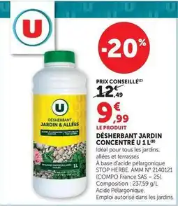 Hyper U Désherbant jardin concentré u 1 l offre