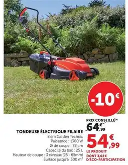 Hyper U Technic - tondeuse électrique filaire offre