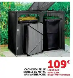 Hyper U Cache poubelle le produit double en métal gris anthracite offre