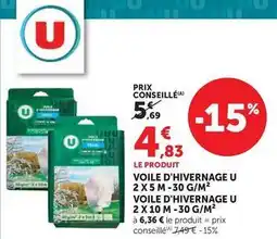 Super U U - voile d'hivernage 2x5 m-30 g/m2 voile d'hivernage 2 x 10 m-30 g/m2 offre