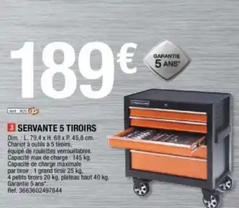 Brico Dépôt Servante 5 tiroirs offre