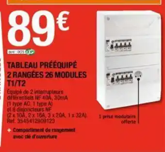 Brico Dépôt Tableau prééquipé.2 rangées 26 modules offre