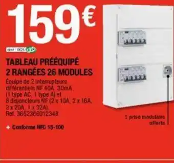 Tableu prééquipé 2 rangées 26 modules