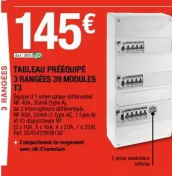 Brico Dépôt Tableu prééquipé 3 rangées 39 modules offre