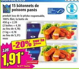 Norma Fjord 15 bâtonnets de poissons panés offre