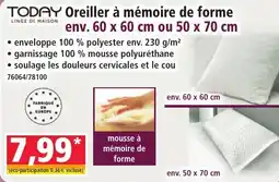 Norma TODAY Oreiller à mémoire de forme offre