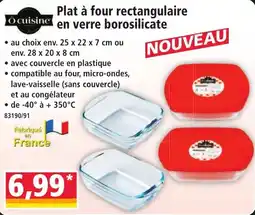 Norma O cuisine Plat à four rectangulaire en verre borosilicate offre