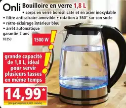 Norma Onli Bouilloire en verre 1,8 L offre
