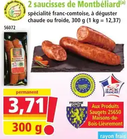 Norma 2 saucisses de Montbéliard offre