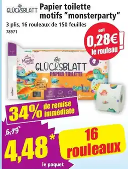Norma GLÜCKSBLATT Papier toilette motifs "monsterparty" offre