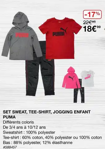 Costco Set Sweat, Tee-shirt, Jogging Enfant Puma offre