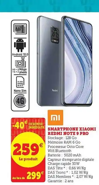 Hyper U Smartphone Xianomi Redmi Note 9 Pro offre