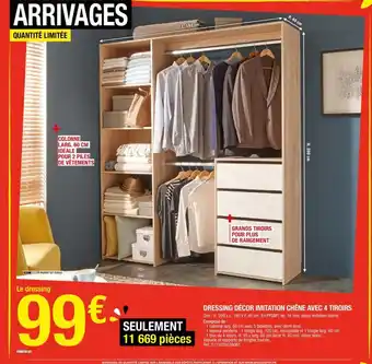 Brico Dépôt Dressing decor imitation Chêne avec 4 tiroirs offre