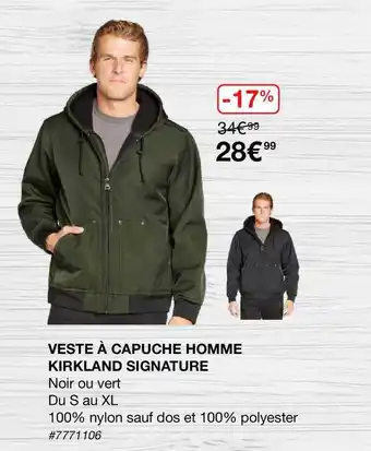 Costco Veste à Capuche Homme Kirkland Signature offre