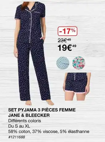 Costco Set Pyjama 3 Pièces Femme Jane & Bleecker offre