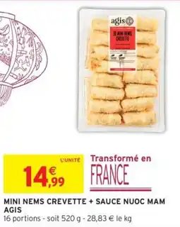 Intermarché AGIS MINI NEMS CREVETTE offre