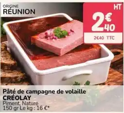 Promocash CRÉOLAY Pâté de campagne de volaille offre