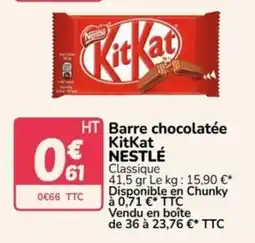 Promocash Nestlé kitkat barre chocolatee offre