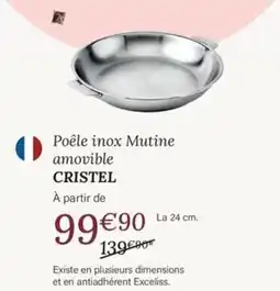 Ambiances & Styles CRISTEL Poêle inox Mutine amovible offre