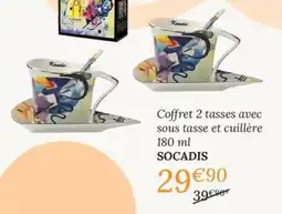 Ambiances & Styles Socadis coffret 2 tasses avec sous tasse et cuillère offre