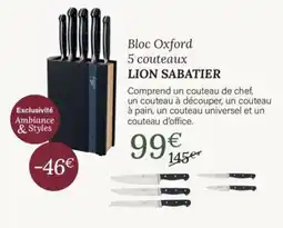 Ambiances & Styles LION SABATIER Bloc Oxford 5 couteaux offre