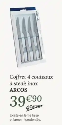 Ambiances & Styles ARCOS Coffret 4 couteaux à steak inox offre