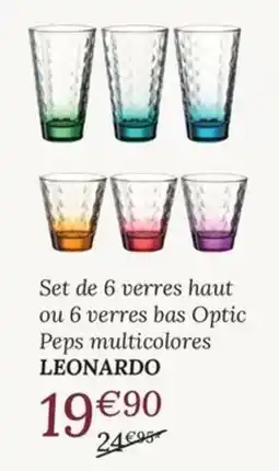 Ambiances & Styles LEONARDO verres haut ou verres bas Optic Peps multicolor offre