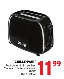 Trafic PEM GRILLE-PAIN offre
