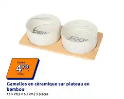 Action Gamelles en céramique sur plateau en bambou offre