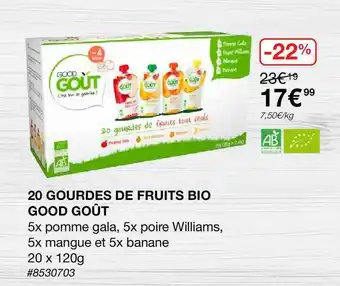 Costco 20 Gourdes De Fruits Bio Good Goût offre