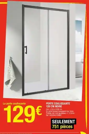 Brico Dépôt Porte coulissante 120cm noire offre
