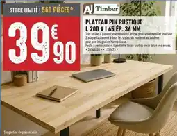 Brico Cash Facile - plateau pin rustique l. 200 x i 65 ep. 36 mm offre
