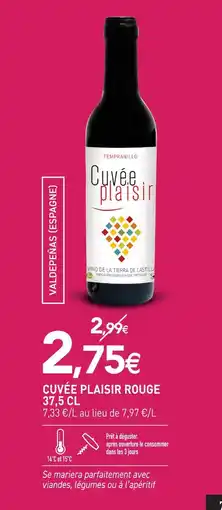 naturéO Cuvée plaisir rouge tempranillo offre