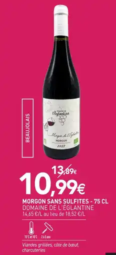 naturéO Domaine de l'églantine morgon sans sulfites - 75 cl offre