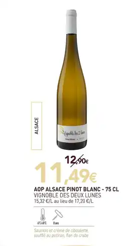 naturéO Vignoble des deux lunes aop alsace pinot blanc 75 cl offre
