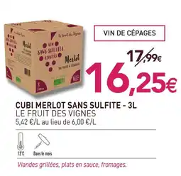 naturéO Le fruit des vignes cubi merlot sans sulfite offre
