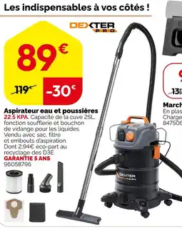 Weldom Dexter pro aspirateur eau et poussières offre
