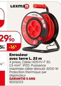 Weldom Lexman enrouleur avec terre l. 25 m offre