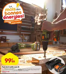 Weldom Esential by worx pack de 2 outils sans fil offre