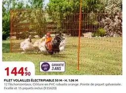 Rural Master Orange - filet volailles électrifiable 50 m-h. 1.06 m offre