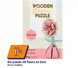 Action Kit puzzle 3d fleurs en bois offre