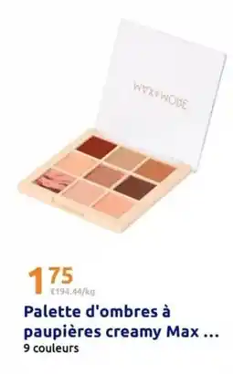 Action Palette - d'ombres a paupières creamy max offre