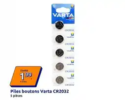 Action Varta - piles boutons offre