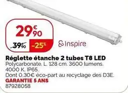 Weldom Inspire - réglette étanche 2 tubes t8 led offre