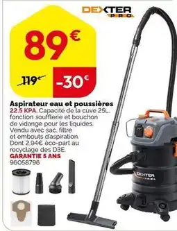 Weldom Dexter - aspirateur eau et poussières offre