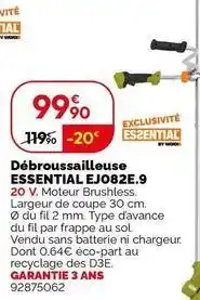 Weldom Worx - débroussailleuse essential ejo82e.9 offre